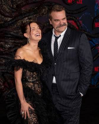 November 6, 2025, West Hollywood, California, USA: British actress and producer MILLIE BOBBY BROWN and American actor DAVID HARBOUR and attend the Los Angeles red carpet premiere of Netflix s Stranger Things Season 5. West Hollywood USA - ZUMAb173 20251106_aap_b173_078 Copyright: xBillyxBennightx