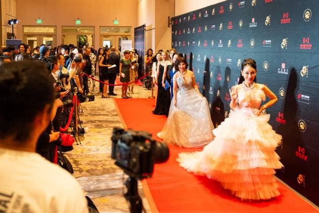 LOS ANGELES, CA - NOVEMBER 06: Award winners pose on the red carpet during the Golden Angel Awards Ceremony of the 2025 Chinese American Film Festival (CAFF) and the Chinese American Television Festival (CATF) on November 6, 2025 in Los Angeles, California.  Copyright: xVCGx 111602455486