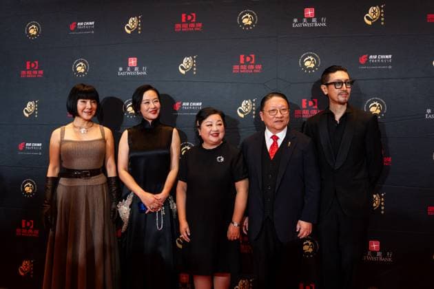 LOS ANGELES, CA - NOVEMBER 06: Actress Vivian Wu (L2) and actor Edward Zhang Ruyi (R1) pose for a photo during the Golden Angel Awards Ceremony of the 2025 Chinese American Film Festival (CAFF) and the Chinese American Television Festival (CATF) on November 6, 2025 in Los Angeles, California.  Copyright: xVCGx 111602455473