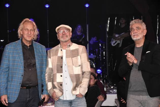 Sven Pawlitschko Partner Artistic Director Richard Matthes Managing Director Mario Gamba Celebrity Chef Munich 06 11 2025 Messe Muenchen Ost de Gasperi Bogen HULLIS Spiegelzelt Comedy Dinner Show Host Richard Matthes, Sven Pawlitschko and the whole of HULLIS Foto Muenchen