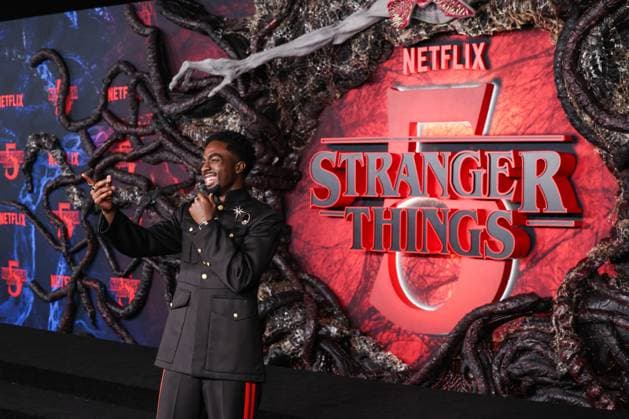 Los Angeles Premiere Of Netflix s Stranger Things Season 5 HOLLYWOOD, LOS ANGELES, CALIFORNIA, USA - NOVEMBER 06: Caleb McLaughlin wearing Wales Bonner FW25 RTW, specifically Look 15 from the Autumn Winter 2025 ˜Selah™ Collection and a Hublot timepiece arrives at the Los Angeles Premiere Of Netflix s Stranger Things Season 5 held at the TCL Chinese Theatre IMAX on November 6, 2025 in Hollywood, Los Angeles, California, United States., Credit:Xavier Collin Avalon United States, California, Hollywood, TCL Chinese Theatre IMAX Copyright: xXavierxCollinx xAvalonx 1050955902