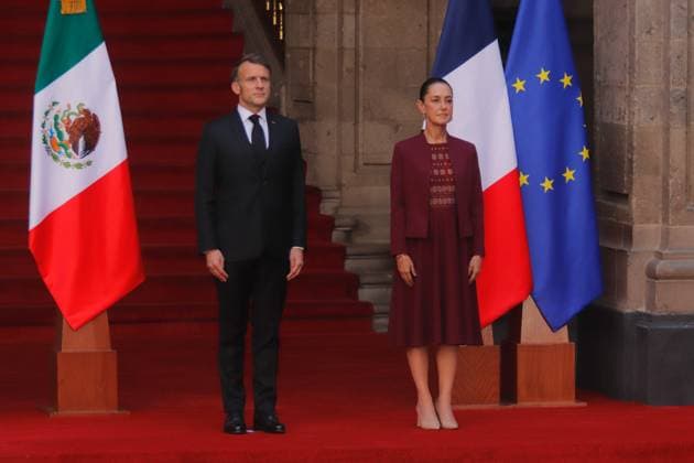 MexicoÃ¢â‚¬â ¢s President Claudia Sheinbaum Pardo and French President Emmanuel Macron during the welcome ceremony as part of Emmanuel Macron working visit to Mexico at the National Palace. on November 7, 2025 in Mexico City, Mexico. Mexico City Mexico - ZUMAe321 20251107_zia_e321_014 Copyright: xCarlosxSantiagox