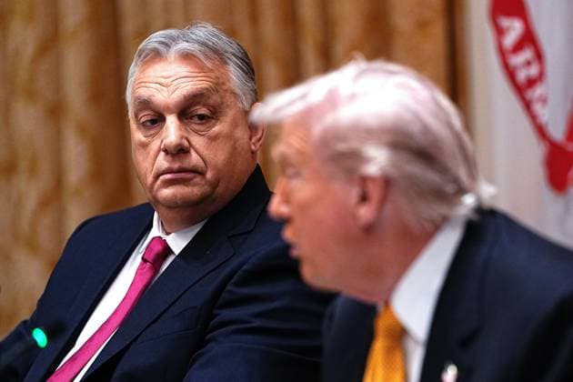 November 7, 2025, Washington, District Of Columbia, USA: United States President Donald J Trump (R) hosts a bilateral lunch with Prime Minister Viktor Orban (L) of Hungary in the Cabinet Room of the White House in Washington, DC, USA, on Friday, November 7, 2025 Washington USA - ZUMAs152 20251107_faa_s152_010 Copyright: xAaronxSchwartzx-xPoolxviaxCNPx