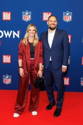Reception BILD NFL TOUCHDOWN BERLIN Mona Stevens and Pierre Trochet at the BILD TOUCHDOWN BERLIN National Football League reception, on the occasion of the first regular season game of the NFL teams Indianapolis Colts vs Atlanta Falcons on 07 11 2025 at the Axel Springer Hochhaus in Berlin Copyright: xEventpressxKochanx