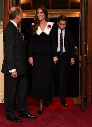 . 08 11 2025. London, United Kingdom. King Charles III, Queen Camilla, Kate Middleton, the Princess of Wales and Prince George at the Royal British Legion Festival of Remembrance at the Royal Albert Hall in London.  xPoolx xi-Imagesx IIM-26363-0004