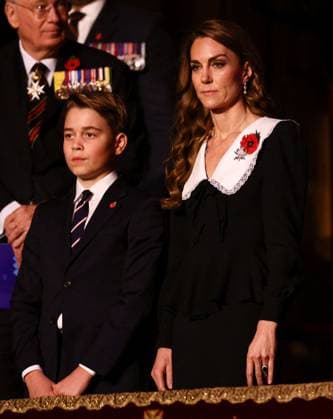 . 08 11 2025. London, United Kingdom. King Charles III, Queen Camilla, Kate Middleton, the Princess of Wales and Prince George at the Royal British Legion Festival of Remembrance at the Royal Albert Hall in London.  xPoolx xi-Imagesx IIM-26363-0018