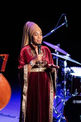 November 8, 2025, Madrid, Spain: American jazz singer Jazzmeia Horn performs during the JAZZMADRID concert at the Fernanda Gomez Theatre in Madrid. Madrid Spain - ZUMAs197 20251108_aaa_s197_131 Copyright: xAtilanoxGarciax