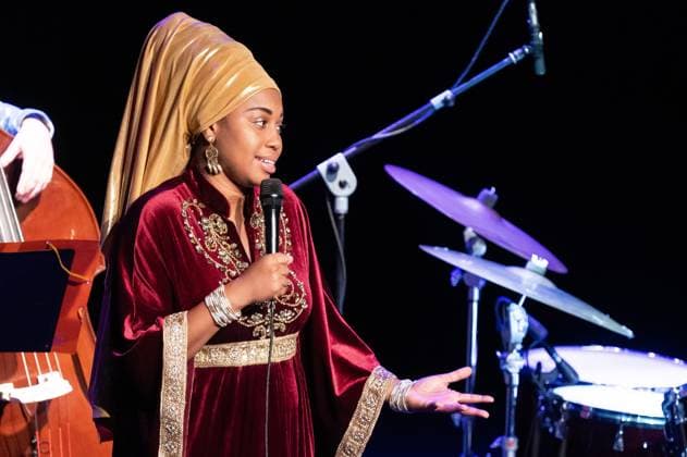November 8, 2025, Madrid, Spain: American jazz singer Jazzmeia Horn performs during the JAZZMADRID concert at the Fernanda Gomez Theatre in Madrid. Madrid Spain - ZUMAs197 20251108_aaa_s197_136 Copyright: xAtilanoxGarciax