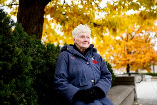 November 9, 2025, Ottawa, On, Canada: National Silver Cross Mother Nancy Payne is pictured at the National War Memorial in Ottawa ahead of Remembrance Day on Sunday, Nov. 9, 2025. Cpl. Randy Joseph Payne, son of Nancy Payne, was killed in the line of duty on April 22, 2006 while serving with the 1st Garrison Military Police Company near Kandahar, Afghanistan. Ottawa Canada  - ZUMAc35_ 20251109_zaf_c35_025 Copyright: xSpencerxColbyx