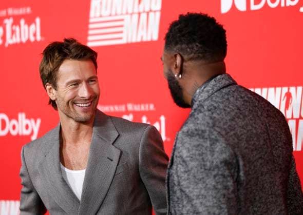 Glen Powell and Colman Domingo arrive on the receiving red carpet at Paramount s The Running Man New York Premiere at AMC Lincoln Square Theater on Sunday, November 9, 2025 in New York City.  NYP20251109112 JOHNxANGELILLO