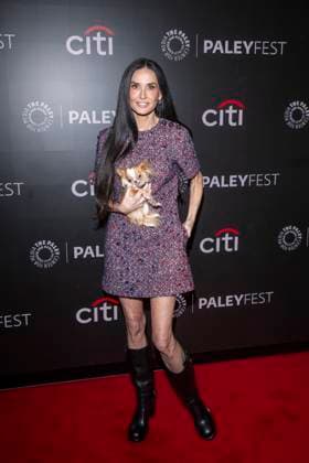 November 9, 2025, New York, United States: Demi Moore holding her dog Pilaf attends Paramount+ s Landman during PaleyFest NY 2025 at The Paley Museum. New York United States - ZUMAs197 20251109_aaa_s197_527 Copyright: xRonxAdarx