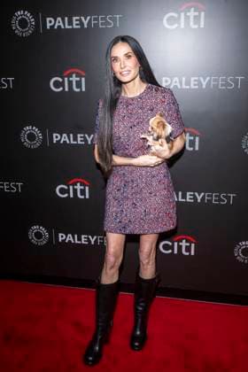 November 9, 2025, New York, United States: Demi Moore holding her dog Pilaf attends Paramount+ s Landman during PaleyFest NY 2025 at The Paley Museum. New York United States - ZUMAs197 20251109_aaa_s197_555 Copyright: xRonxAdarx