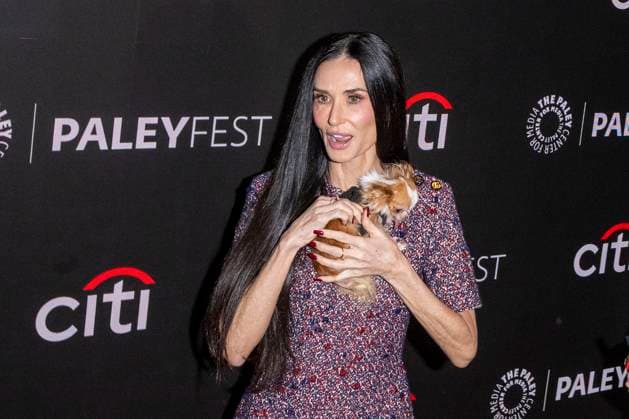 November 9, 2025, New York, United States: Demi Moore holding her dog Pilaf attends Paramount+ s Landman during PaleyFest NY 2025 at The Paley Museum. New York United States - ZUMAs197 20251109_aaa_s197_565 Copyright: xRonxAdarx