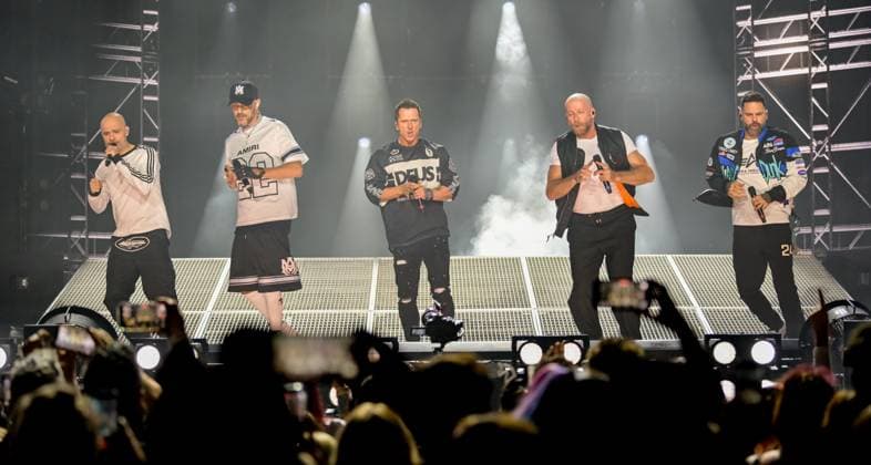 FIVE Perform At Utilita Arena Birmingham, o9-11-2025 Members of 1990 s boyband Five (Scott Robinson, Abz Love, Sean Conlon, Jason J Brown and Ritchie Neville ) perform for the first time in 25 years onstage at Utilita Arena Birmingham, Credit:Jules Annan Avalon  Copyright: xJulesxAnnanx xAvalonx 1051528921