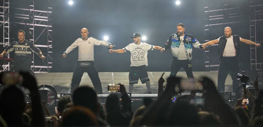 FIVE Perform At Utilita Arena Birmingham, o9-11-2025 Members of 1990 s boyband Five (Scott Robinson, Abz Love, Sean Conlon, Jason J Brown and Ritchie Neville ) perform for the first time in 25 years onstage at Utilita Arena Birmingham, Credit:Jules Annan Avalon  Copyright: xJulesxAnnanx xAvalonx 1051529198