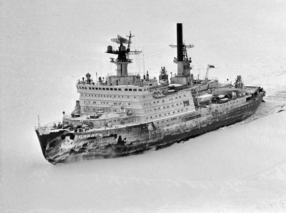 February 1-February 23, 1978. USSR. Soviet nuclear-powered icebreaker Sibir (Siberia) sails along the Northern Sea Route in the seas of the Arctic Ocean. The exact date of the photograph is unknown. Semyon Maisterman TASS  16815036