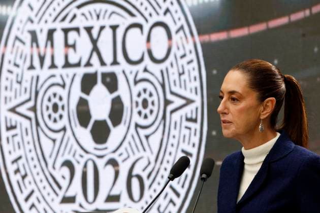 MexicoÃ¢â‚¬â ¢s President Claudia Sheinbaum Pardo speaks during the press conference for the announcement of the 2026 FIFA World Cup at the Los Pinos Cultural Complex. on November 10, 2025, in Mexico City, Mexico. Mexico City Mexico - ZUMAe321 20251110_zia_e321_015 Copyright: xLuisxBarronx