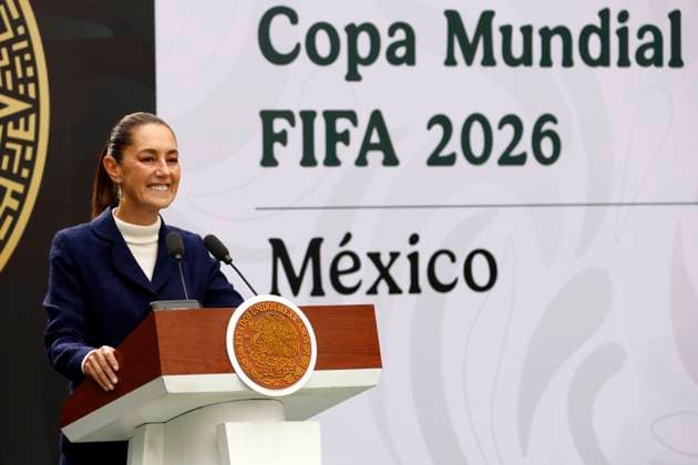 MexicoÃ¢â‚¬â ¢s President Claudia Sheinbaum Pardo speaks during the press conference for the announcement of the 2026 FIFA World Cup at the Los Pinos Cultural Complex. on November 10, 2025, in Mexico City, Mexico. Mexico City Mexico - ZUMAe321 20251110_zia_e321_021 Copyright: xLuisxBarronx