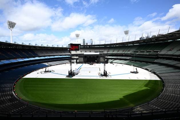 ACDC CONCERT STAGING, A general view of staging ahead of a concert by Australian rock band AC DC at the MCG, in Melbourne, Tuesday, November 11, 2025. ( NO ARCHIVING MELBOURNE VICTORIA AUSTRALIA  Copyright: xJOELxCARRETTx 20251111151487298718