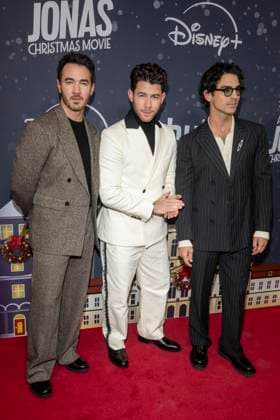 November 10, 2025, New York, United States: (L-R) Kevin Jonas, Nick Jonas and Joe Jonas attend Disney+ s A Very Jonas Christmas Movie New York Premiere at New York City Center. New York United States - ZUMAs197 20251110_aaa_s197_412 Copyright: xRonxAdarx