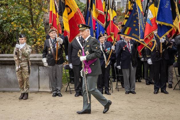 King Philippe - Filip of Belgium pictured during a World War I commemoration at the Tomb of the Unknown Soldier monument in Brussels, Tuesday 11 November 2025. On 11 November 1918 the Armistice was signed, marking the end of World War I.  JAMESxARTHURxGEKIERE 140851010