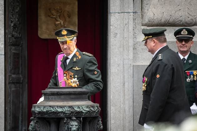 King Philippe - Filip of Belgium pictured during a World War I commemoration at the Tomb of the Unknown Soldier monument in Brussels, Tuesday 11 November 2025. On 11 November 1918 the Armistice was signed, marking the end of World War I.  JAMESxARTHURxGEKIERE 140852423