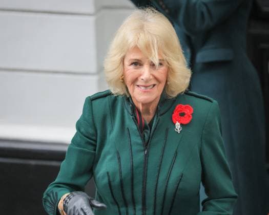 Queen Camilla joins Poppies for Paddington Commemoration at Paddiongton Station on Armistice Day, London, UK London, UK. 11th Nov, 2025. Her Majesty smiles and waves at members of the public. Queen Camilla arrives by Train into Paddington Station and joins Poppies for Paddington the Commemorations on Armistice Day. Poppies to Paddington is an annual commemoration. Poppy wreaths from around the GWR network are collected by designate trains, arriving into Paddington station before 1100, followed by a 2 minute silence and commemorative proceedings., Credit:Imageplotter Avalon  Copyright: xImageplotterx xAvalonx 1051817475