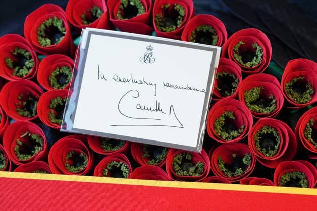Queen Camilla attends Poppies to Paddington initiative Queen Camilla s wreath travels by train from Chippenham in Wiltshire to London Paddington, as part of the Great Western Railway Poppies to Paddington event to mark Armistice Day. Picture date: Tuesday November 11, 2025., Credit:Ben Birchall Avalon UK  Copyright: xBenxBirchallx xAvalonx 1051828437