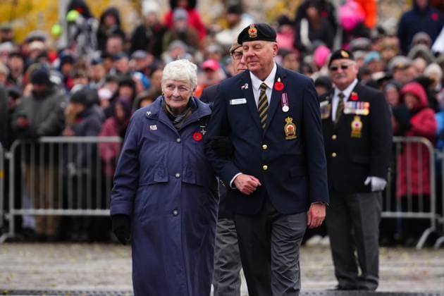 November 11, 2025, Ottawa, On, Canada: National Silver Cross Mother, Mrs. Nancy Payne, of Lansdowne, Ont., arrives for a Remembrance Day ceremony in Ottawa on Tuesday, Nov. 11, 2025. Ottawa Canada - ZUMAc35_ 20251111_zaf_c35_017 Copyright: xSeanxKilpatrickx