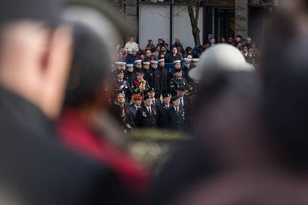 November 11, 2025, Vancouver, British Columbia, Canada: Remembrance Day ceremony at Victory Square in Vancouver, British Columbia Vancouver Canada - ZUMAw171 20251111_znp_w171_004 Copyright: xRyanxWalterxWagnerx