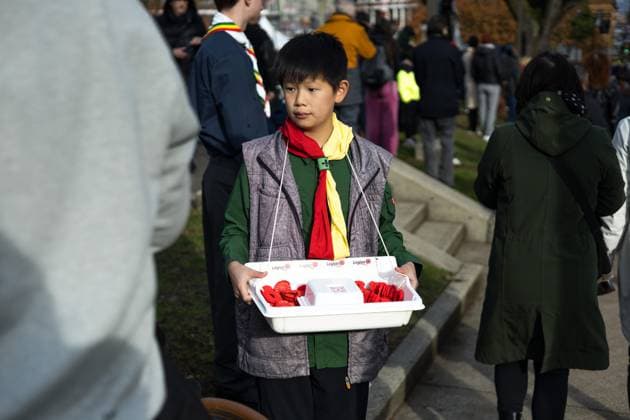 November 11, 2025, Vancouver, British Columbia, Canada: Remembrance Day ceremony at Victory Square in Vancouver, British Columbia Vancouver Canada - ZUMAw171 20251111_znp_w171_008 Copyright: xRyanxWalterxWagnerx