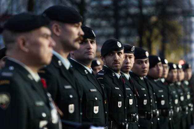November 11, 2025, Vancouver, British Columbia, Canada: Remembrance Day ceremony at Victory Square in Vancouver, British Columbia Vancouver Canada - ZUMAw171 20251111_znp_w171_009 Copyright: xRyanxWalterxWagnerx