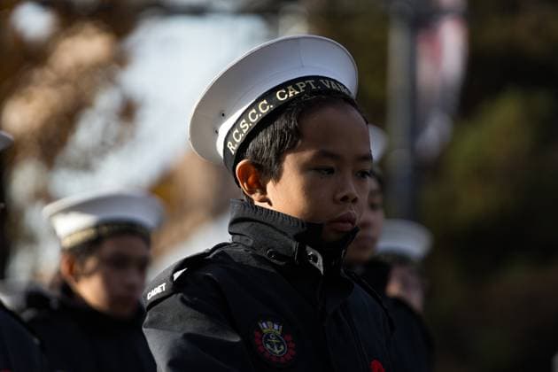 November 11, 2025, Vancouver, British Columbia, Canada: Remembrance Day ceremony at Victory Square in Vancouver, British Columbia Vancouver Canada - ZUMAw171 20251111_znp_w171_016 Copyright: xRyanxWalterxWagnerx