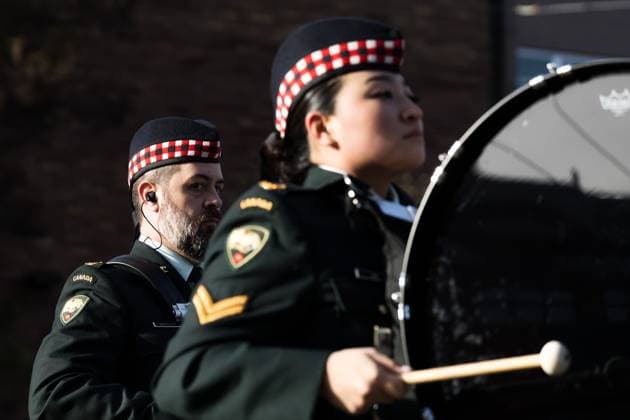 November 11, 2025, Vancouver, British Columbia, Canada: Remembrance Day ceremony at Victory Square in Vancouver, British Columbia Vancouver Canada - ZUMAw171 20251111_znp_w171_017 Copyright: xRyanxWalterxWagnerx