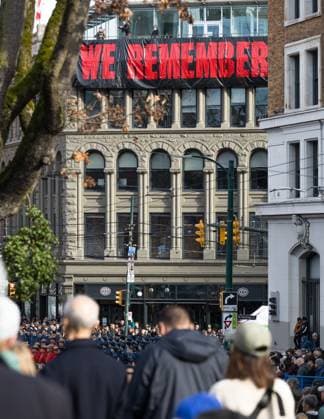 November 11, 2025, Vancouver, British Columbia, Canada: Remembrance Day ceremony at Victory Square in Vancouver, British Columbia Vancouver Canada - ZUMAw171 20251111_znp_w171_019 Copyright: xRyanxWalterxWagnerx