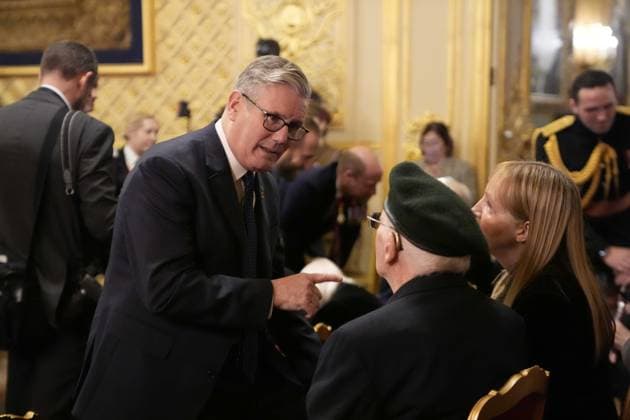 Royal reception for veterans at Windsor Castle Prime Minister Sir Keir Starmer at a reception for veterans who served in the Pacific during the Second World War, part of the commemorations marking the 80th anniversary of VJ Day, at Windsor Castle, Berkshire. Picture date: Tuesday November 11, 2025., Credit:Andrew Matthews Avalon UK, Windsor  Copyright: xAndrewxMatthewsx xAvalonx 1051874591