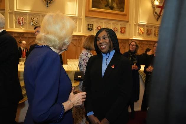 Royal reception for veterans at Windsor Castle Queen Camilla and Conservative Party leader Kemi Badenoch at a reception for veterans who served in the Pacific during the Second World War, part of the commemorations marking the 80th anniversary of VJ Day, at Windsor Castle, Berkshire. Picture date: Tuesday November 11, 2025., Credit:Andrew Matthews Avalon UK, Windsor  Copyright: xAndrewxMatthewsx xAvalonx 1051874633