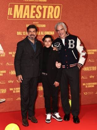Entertainment Bilder des Tages Rome, The Space Moderno cinema, premiere of the film The Maestro. Pictured: Pierfrancesco Favino, Tiziano Menichelli, and Andrea Di Stefano.  Copyright: xMarcoxProvvisionatox xipa-agency.netx xMarcoxProvvisionatox IPA_Agency_IPA67843608