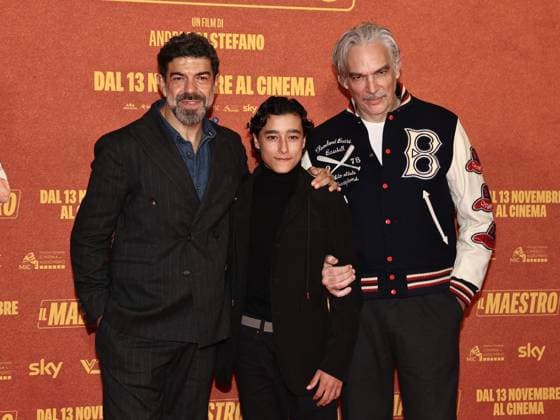 Rome, The Space Moderno cinema, premiere of the film The Maestro. Pictured: Pierfrancesco Favino, Tiziano Menichelli, and Andrea Di Stefano.  Copyright: xMarcoxProvvisionatox xipa-agency.netx xMarcoxProvvisionatox IPA_Agency_IPA67843610