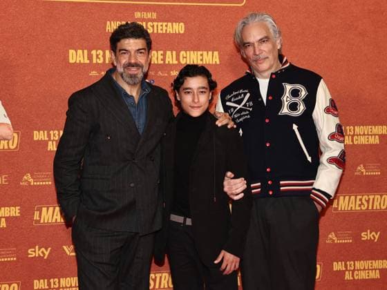 Rome, The Space Moderno cinema, premiere of the film The Maestro. Pictured: Pierfrancesco Favino, Tiziano Menichelli, and Andrea Di Stefano.  Copyright: xMarcoxProvvisionatox xipa-agency.netx xMarcoxProvvisionatox IPA_Agency_IPA67843611