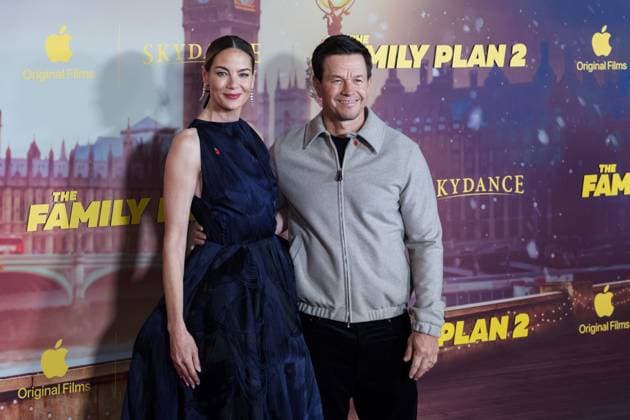 November 11, 2025, London, England, United Kingdom: MICHELLE MONAGHAN and MARK WAHLBERG attend the World Premiere of The Family Plan 2 at Curzon Mayfair in London. London United Kingdom - ZUMAs371 20251111_zip_s371_070 Copyright: xWiktorxSzymanowiczx
