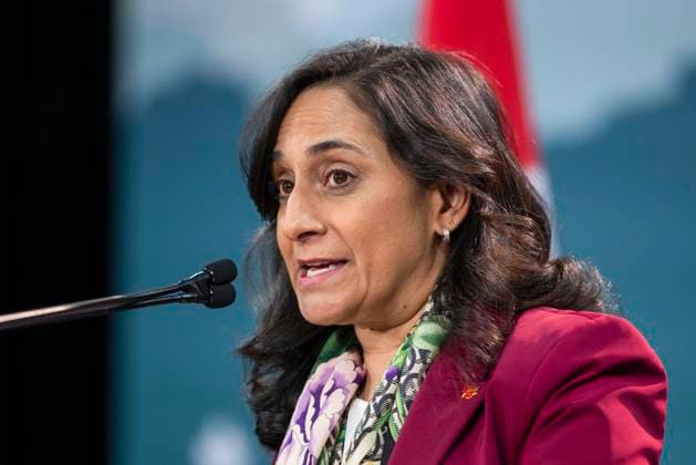 November 11, 2025, Niagara-On-The-Lake, On, Canada: Foreign Affairs Minister Anita Anand delivers opening remarks during the G7 Foreign Ministers Meeting in Niagara-on-the-Lake, on Tuesday, November 11, 2025. Niagara-On-The-Lake Canada  - ZUMAc35_ 20251111_zaf_c35_250 Copyright: xNickxIwanyshynx