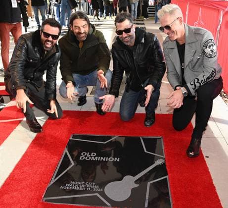 2025 Music City Walk of Fame Induction Ceremony Brad Tursi, Geoff Sprung, Matthew Ramsey and Trevor Rosen of Old Dominion at the 2025 Music City Walk of Fame Induction Ceremony held at Music City Walk of Fame Park on November 11, 2025 in Nashville, TN Nashville Music City Walk of Fame Park Tennessee USA Copyright: xTammiexArroyox xAFF-USA.comx