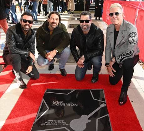 2025 Music City Walk of Fame Induction Ceremony Brad Tursi, Geoff Sprung, Matthew Ramsey and Trevor Rosen of Old Dominion at the 2025 Music City Walk of Fame Induction Ceremony held at Music City Walk of Fame Park on November 11, 2025 in Nashville, TN Nashville Music City Walk of Fame Park Tennessee USA Copyright: xTammiexArroyox xAFF-USA.comx