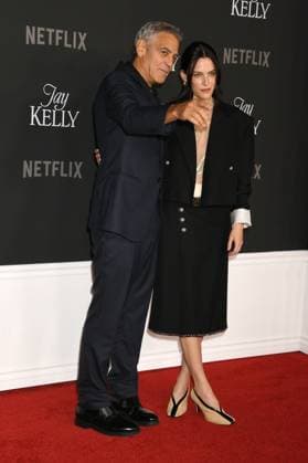 LOS ANGELES, CA- NOVEMBER 11: George Clooney and Riley Keough at the Los Angeles premiere of Netflix s Jay Kelly at The Egyptian Theatre Hollywood on November 11, 2025 in Los Angeles, California. Copyright: xJeffreyxMayerx