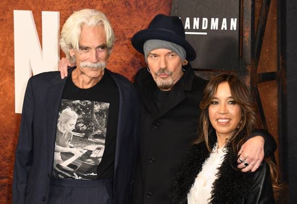 NEW YORK, NY - NOVEMBER 11: Sam Elliott, Billy Bob Thornton and Connie Angland at the Paramount+ Original season 2 premiere of Landman on November 11, 2025 at Alice Tully Hall in New York City. Copyright: xMediaPunchx