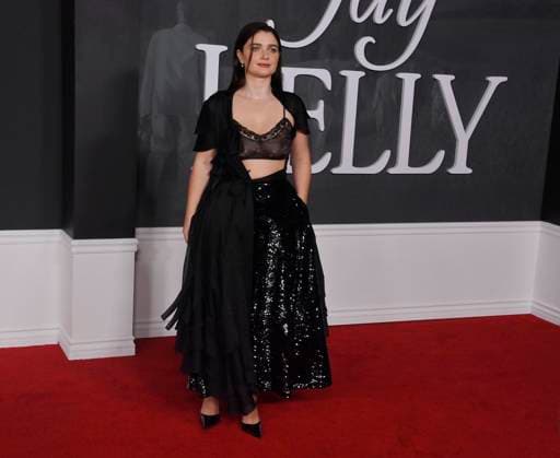 Cast member Eve Hewson attends the premiere of Netflix s dramatic comedy Jay Kelly at the Egyptian Theatre in the Hollywood section of Los Angeles on Tuesday, November 11, 2025. Storyline: Famous movie actor Jay Kelly embarks on a journey of self-discovery, confronting his past and present with his devoted manager Ron. Poignant and humor-filled, pitched at the intersection of regrets and glories.  LAP2025111106 JIMxRUYMEN