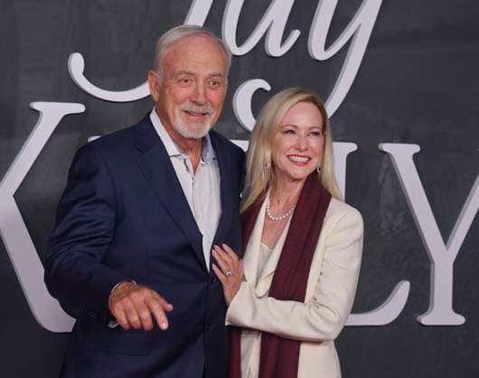 Cast member James Keach and his wife Nancy Lynn Keach attend the premiere of Netflix s dramatic comedy Jay Kelly at the Egyptian Theatre in the Hollywood section of Los Angeles on Tuesday, November 11, 2025. Storyline: Famous movie actor Jay Kelly embarks on a journey of self-discovery, confronting his past and present with his devoted manager Ron. Poignant and humor-filled, pitched at the intersection of regrets and glories.  LAP2025111121 JIMxRUYMEN