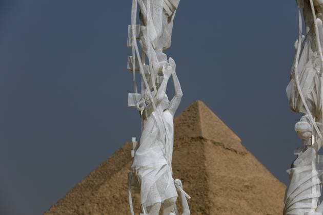 Giza Pyramids, a backdrop for Forever Is Now contemporary art exhibition in EgyptGiza Pyramids, a backdrop for Forever Is Now contemporary art exhibition in Egypt The art installation Null by Recycle Group during the fifth edition of the Forever is Now art exhibition by Art d’Egypte at the Giza pyramids necropolis, Egypt on November 11, 2025. Art D’Égypte, this global art exhibition is a one-of-a-kind event that bridges the brilliance of contemporary art with the grandeur of Egypt’s ancient heritage, showcasing how art interacts with time and place at one of the world’s most iconic heritage sites. This year’s fifth edition features a diverse group of international ten artists from different countries and cultures, exhibition take pa  Copyright: xMatrixxImagesx xKhaledxElfiqix