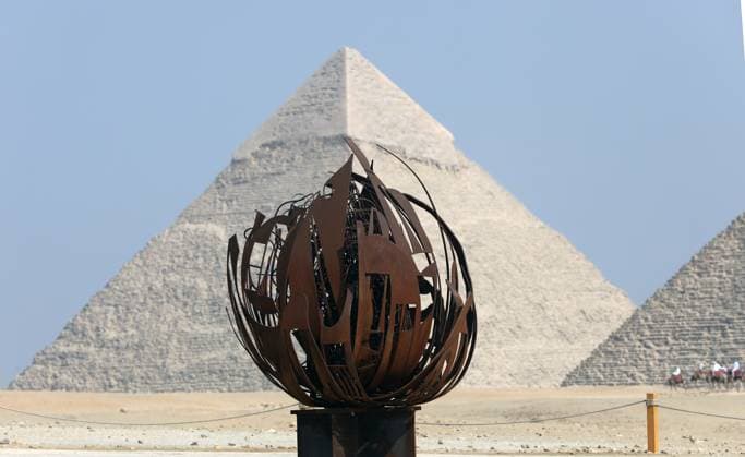 Giza Pyramids, a backdrop for Forever Is Now contemporary art exhibition in EgyptGiza Pyramids, a backdrop for Forever Is Now contemporary art exhibition in Egypt A view of the art installation The Shen by artist by Mert Ege Kose from Turkey during the fifth edition of the Forever is Now art exhibition by Art d’Egypte at the Giza pyramids necropolis, Egypt on November 11, 2025. Art D’Égypte, this global art exhibition is a one-of-a-kind event that bridges the brilliance of contemporary art with the grandeur of Egypt’s ancient heritage, showcasing how art interacts with time and place at one of the world’s most iconic heritage sites. This year’s fifth edition features a diverse group of international ten artists from different cou  Copyright: xMatrixxImagesx xKhaledxElfiqix